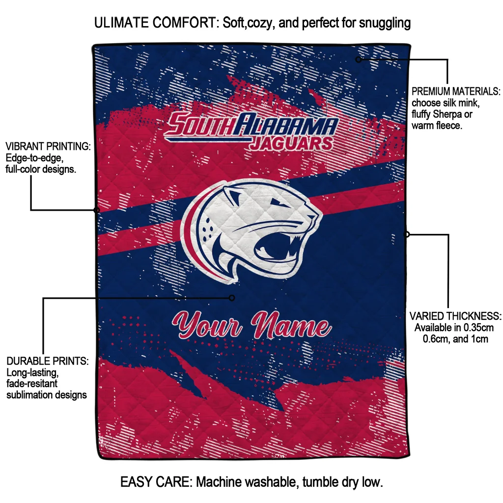 custom south alabama jaguars brushstroke layers blue quilt blanket latest model custom south alabama jaguars brushstroke layers blue quilt blanket latest model