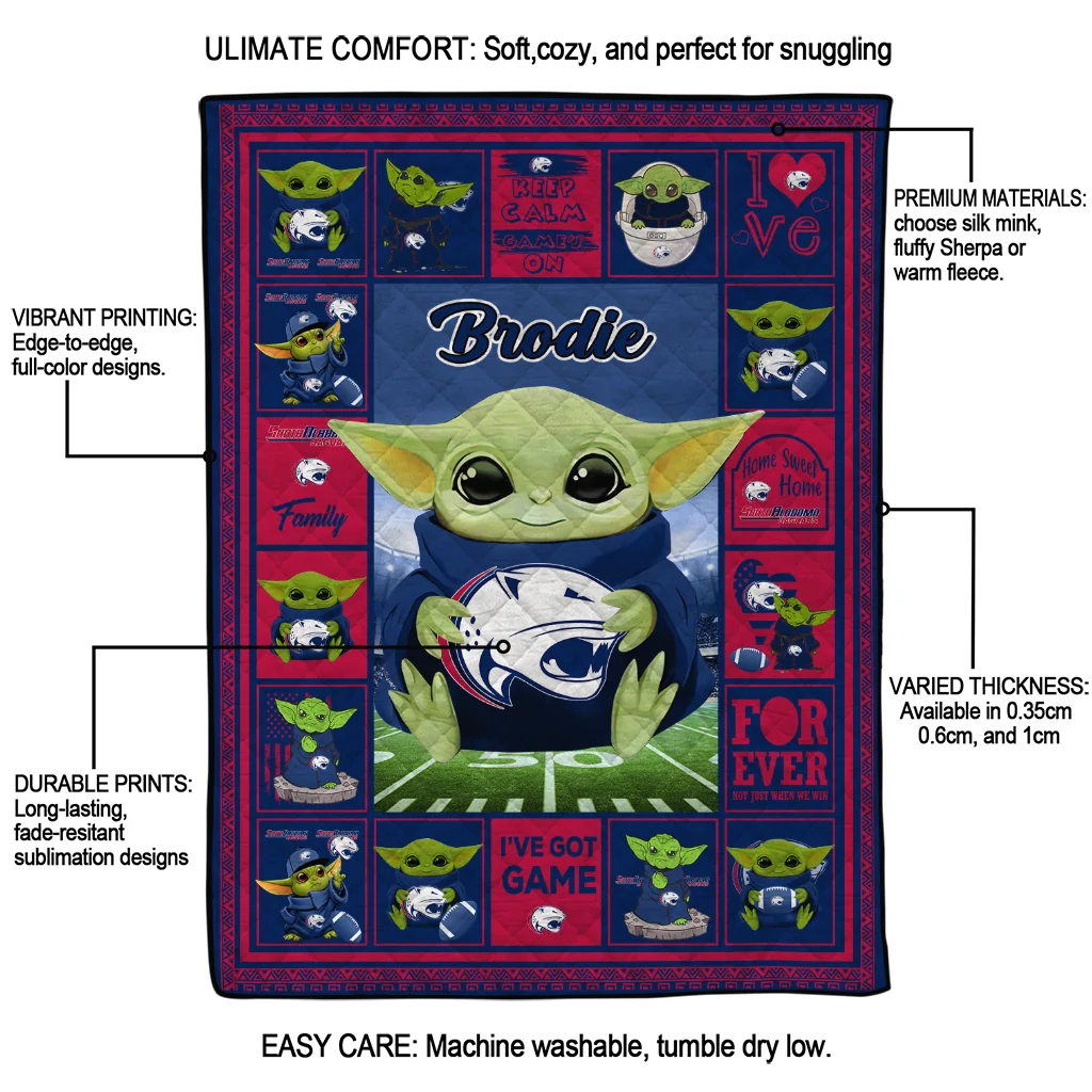 custom south alabama jaguars yody baby pattern blue quilt blanket latest model custom south alabama jaguars yody baby pattern blue quilt blanket latest model