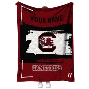 custom south carolina gamecocks grunge patch garnet white quilt blanket fashion forward