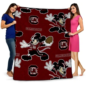 custom south carolina gamecocks mickey football garnet quilt blanket best selling