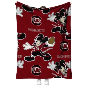 custom south carolina gamecocks mickey football garnet quilt blanket fashion forward