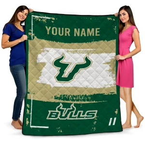 custom south florida bulls grunge patch green white quilt blanket best selling