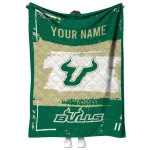 custom south florida bulls grunge patch green white quilt blanket best selling