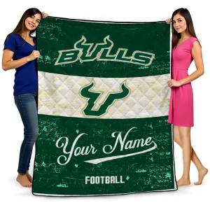 custom south florida bulls hibiscus burst green white quilt blanket best selling