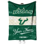 custom south florida bulls hibiscus burst green white quilt blanket best selling