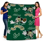 custom south florida bulls mickey football green quilt blanket best selling