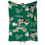 custom south florida bulls mickey football green quilt blanket best selling
