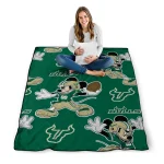 custom south florida bulls mickey football green quilt blanket best selling