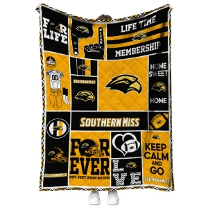 custom southern miss golden eagles helmet passion black quilt blanket fashion forward