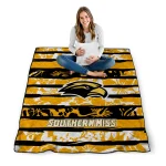 custom southern miss golden eagles layered florals black white quilt blanket best selling