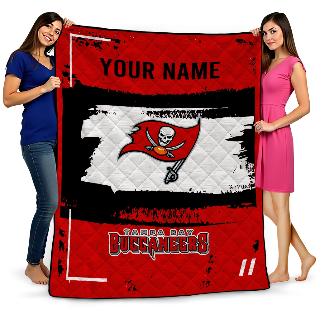 custom tampa bay buccaneers grunge patch red white quilt blanket best selling