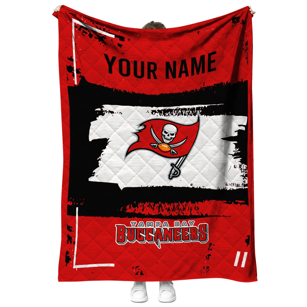 custom tampa bay buccaneers grunge patch red white quilt blanket fashion forward