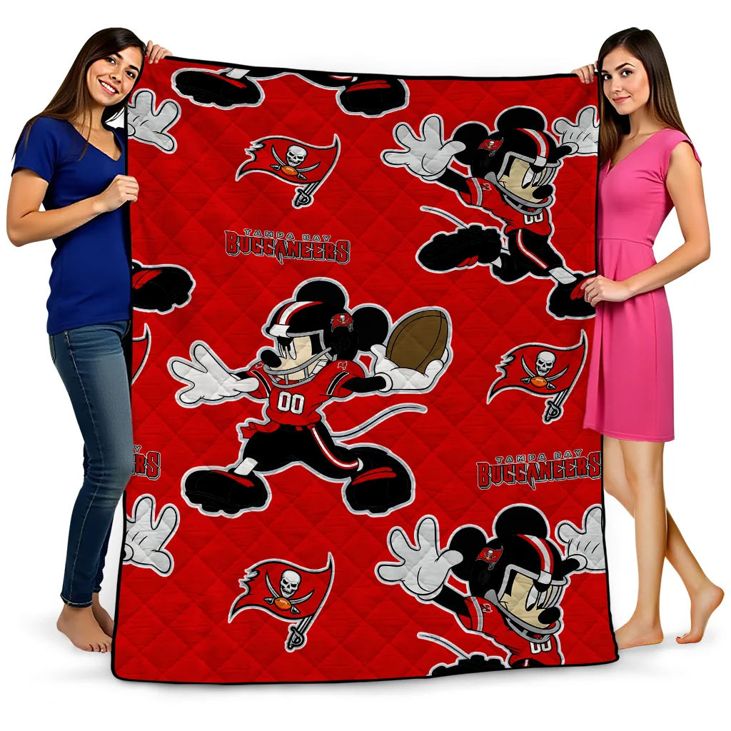 custom tampa bay buccaneers mickey football red quilt blanket best selling