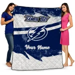 custom tampa bay lightning brushstroke layers blue quilt blanket best selling