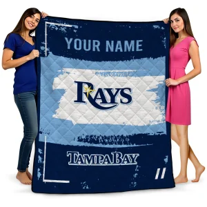 custom tampa bay rays grunge patch navy white quilt blanket best selling