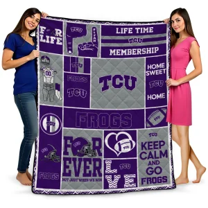 custom tcu horned frogs helmet passion purple quilt blanket best selling