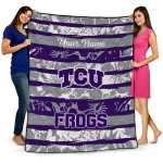 custom tcu horned frogs layered florals purple white quilt blanket best selling