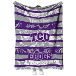custom tcu horned frogs layered florals purple white quilt blanket best selling