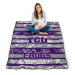 custom tcu horned frogs layered florals purple white quilt blanket best selling