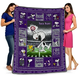custom tcu horned frogs snoopy coach purple quilt blanket best selling