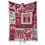 custom temple owls helmet passion red quilt blanket best selling