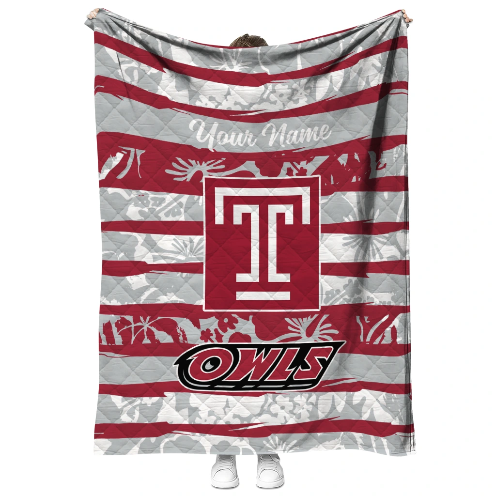custom temple owls layered florals red white quilt blanket fashion forward