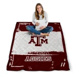 custom texas am aggies grunge patch maroon white quilt blanket best selling