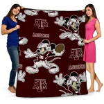 custom texas am aggies mickey football maroon quilt blanket best selling