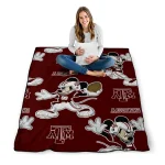 custom texas am aggies mickey football maroon quilt blanket best selling
