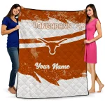 custom texas longhorns brushstroke layers orange quilt blanket best selling