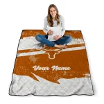 custom texas longhorns brushstroke layers orange quilt blanket best selling
