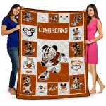custom texas longhorns mickey crimson orange white quilt blanket best selling