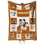 custom texas longhorns mickey crimson orange white quilt blanket best selling