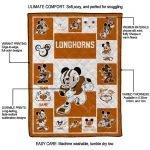 custom texas longhorns mickey crimson orange white quilt blanket best selling