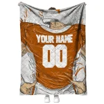 custom texas longhorns player sketch orange gray quilt blanket best selling