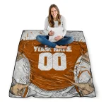 custom texas longhorns player sketch orange gray quilt blanket best selling