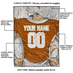 custom texas longhorns player sketch orange gray quilt blanket best selling