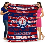custom texas rangers layered florals blue white quilt blanket best selling