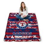 custom texas rangers layered florals blue white quilt blanket best selling