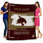 custom texas state bobcats grunge patch maroon white quilt blanket best selling