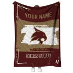 custom texas state bobcats grunge patch maroon white quilt blanket best selling