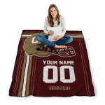 custom texas state bobcats helmet theme maroon quilt blanket best selling