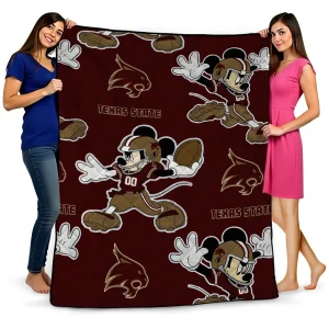 custom texas state bobcats mickey football maroon quilt blanket best selling