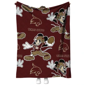custom texas state bobcats mickey football maroon quilt blanket fashion forward