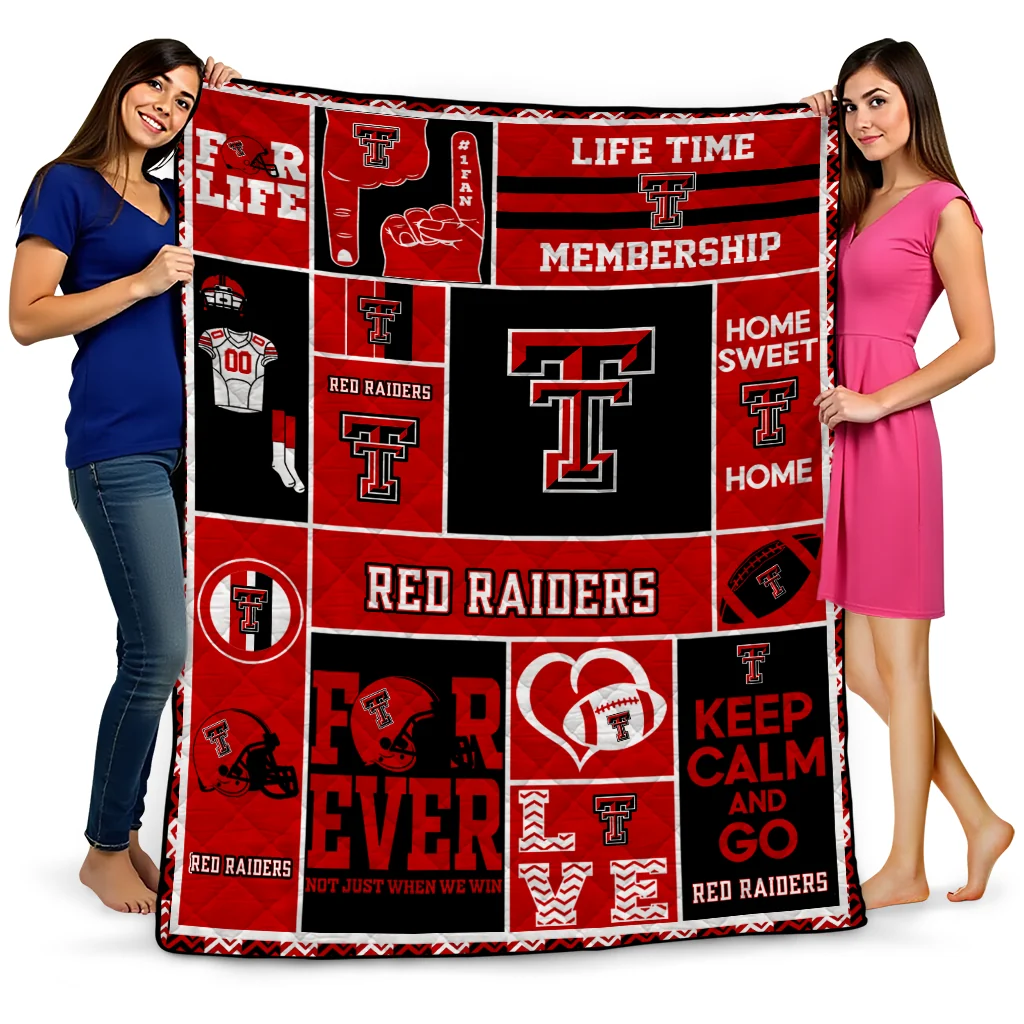 custom texas tech red raiders helmet passion red quilt blanket best selling