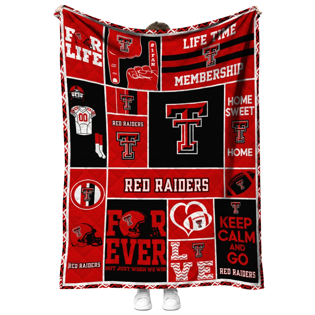 custom texas tech red raiders helmet passion red quilt blanket fashion forward
