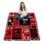 custom texas tech red raiders helmet passion red quilt blanket best selling