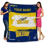 custom toledo rockets grunge patch blue white quilt blanket best selling