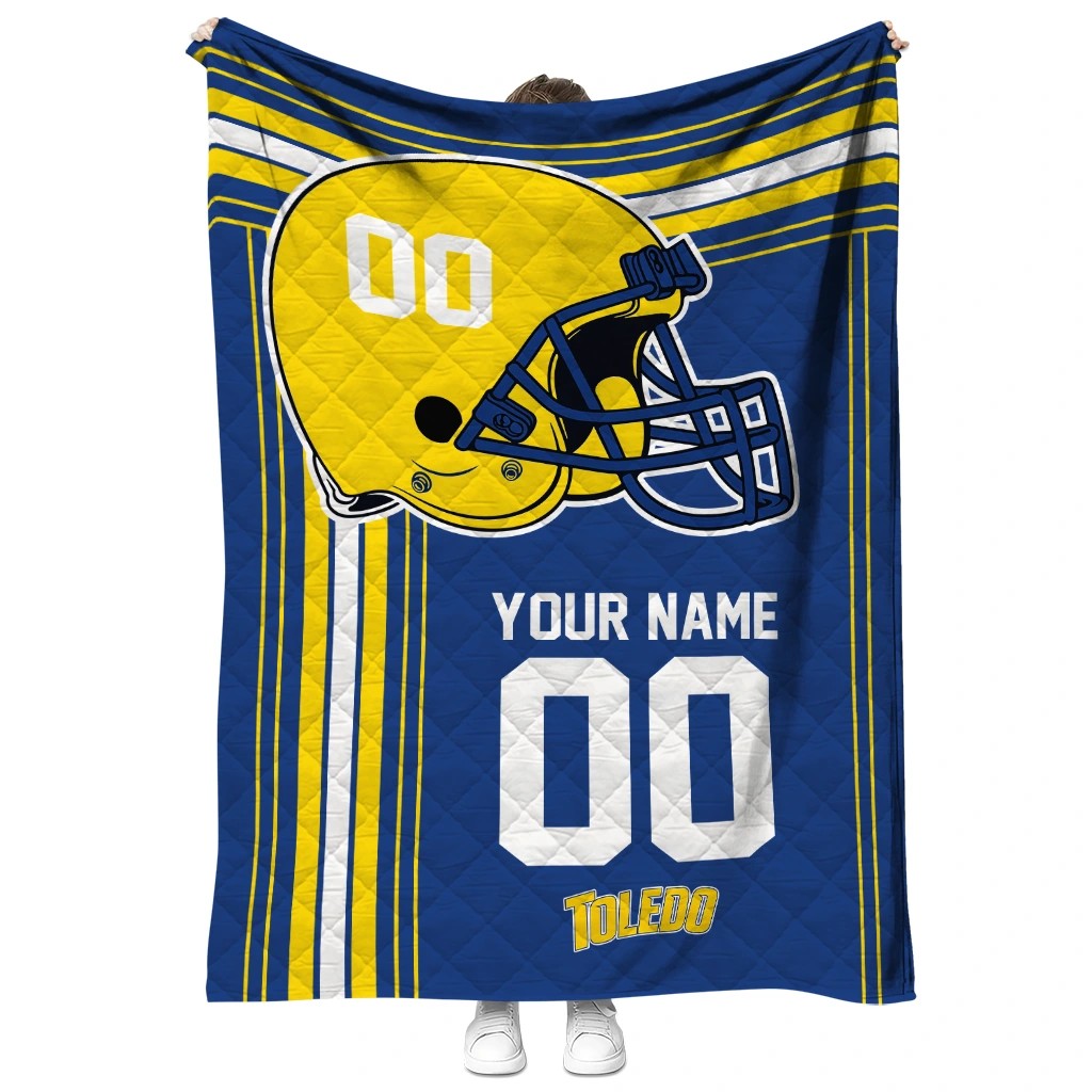 custom toledo rockets helmet theme blue quilt blanket fashion forward
