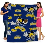 custom toledo rockets mickey football blue quilt blanket best selling